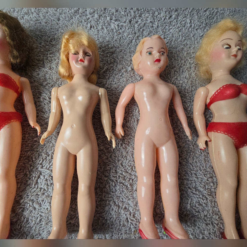 Vintage 2 Sleepy Eye Dolls And 2 Hard Plastic Dolls - Picture 4 of 12